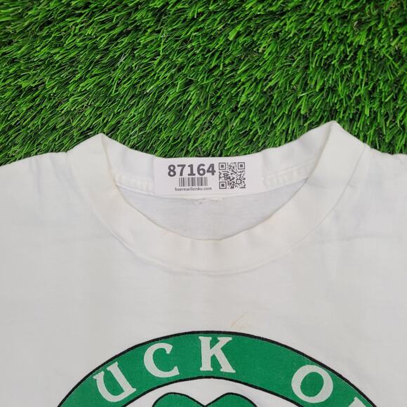 Vintage 1989 Irish Shamrock Shirt Large 21x28 White - Picture 7 of 14